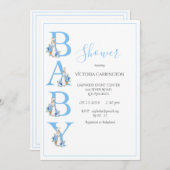 Blue Peter Rabbit Typografie Baby Shower Einladung (Vorne/Hinten)