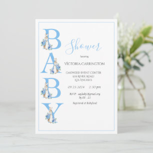 Blue Peter Rabbit Typografie Baby Shower Einladung