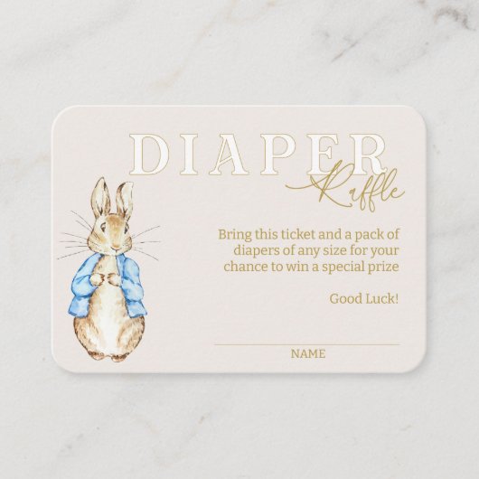 Blue Peter the Rabbit Baby Duwer Diaper Raffle Begleitkarte (Vorderseite)