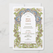 Blue Petunia Brautparty Art Nouveau Deko Einladung (Vorderseite)