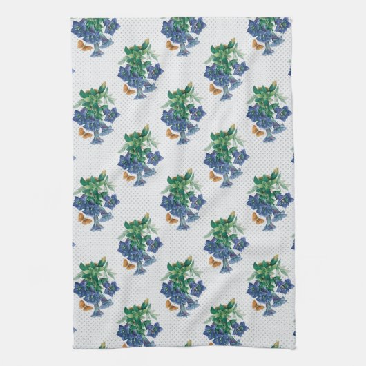 Blue Petunia Geschirrtuch (Vertikal)