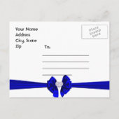 BLUE Pfau Save the Date Postkarte Blau (Rückseite)