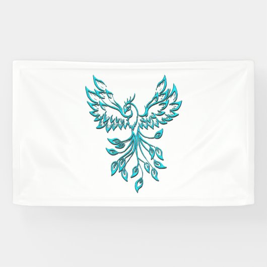 Blue Phoenix Erhöhungen auf Weiß Banner (Horizontal)