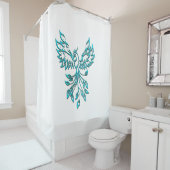 Blue Phoenix Erhöhungen auf Weiß Duschvorhang (Beispiel)