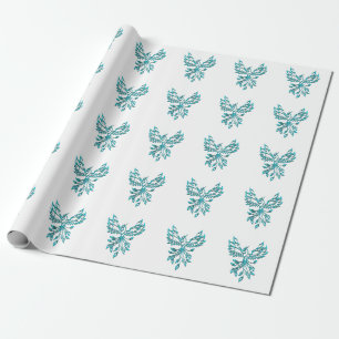 Blue Phoenix Erhöhungen auf Weiß Geschenkpapier
