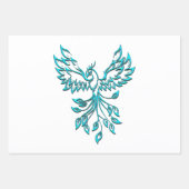 Blue Phoenix Erhöhungen auf Weiß Geschenkpapier Set (Vorderseite 3)