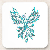 Blue Phoenix Erhöhungen auf Weiß Getränkeuntersetzer (Vorderseite)
