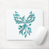 Blue Phoenix Erhöhungen auf Weiß Mousepad (Mit Mouse)