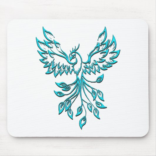 Blue Phoenix Erhöhungen auf Weiß Mousepad (Vorne)