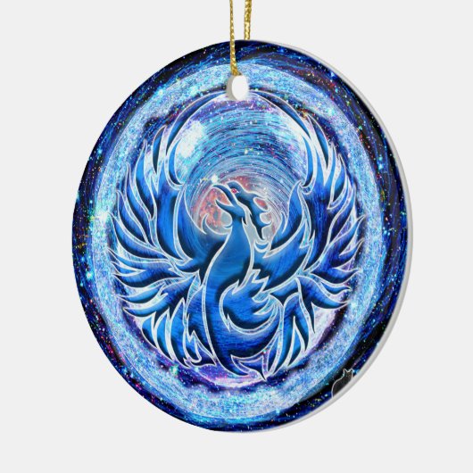Blue Phoenix Keramik Ornament (Links)