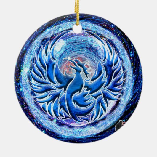 Blue Phoenix Keramik Ornament (Hinten)