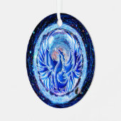 Blue Phoenix Keramik Ornament Aus Metall (Vorderseite links)