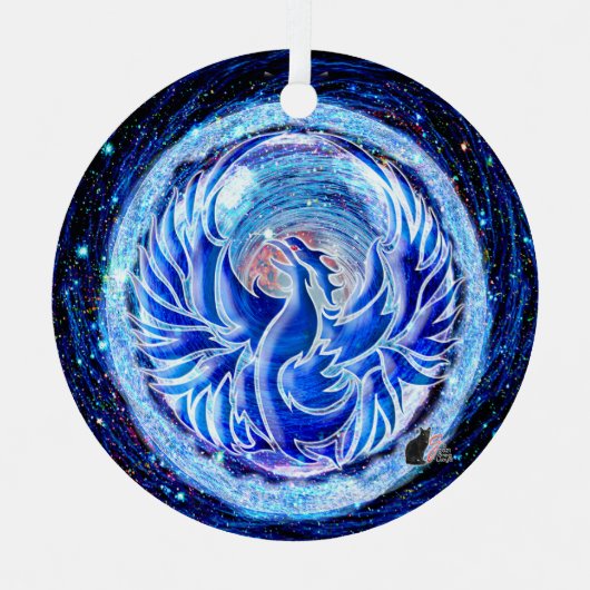 Blue Phoenix Keramik Ornament Aus Metall (Vorderseite)