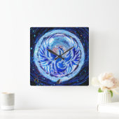 Blue Phoenix Quadratische Wanduhr (Zuhause)