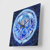Blue Phoenix Quadratische Wanduhr (Winkel)