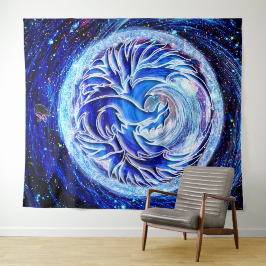 Blue Phoenix Wandteppich (Beispiel (Horizontal))