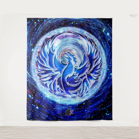 Blue Phoenix Wandteppich (Vorderseite)