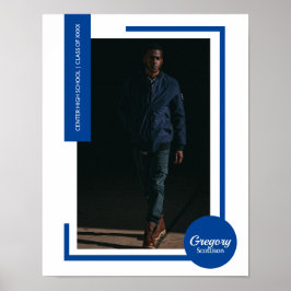 Blue Photo Modern Graduation Poster