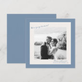 Blue Photo Wedding Save the Date Einladung (Vorne/Hinten)