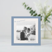 Blue Photo Wedding Save the Date Einladung (Stehend Vorderseite)