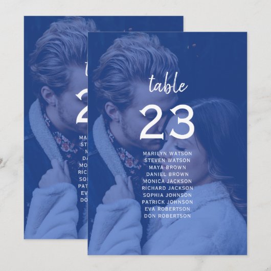 Blue Photo Wedding Seating Chart (Vorne/Hinten)