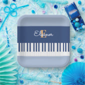 Blue Piano Keyboard Music Keys Mit Monogramm Party Pappteller (Party)