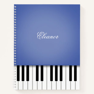 Blue Piano Music Keyboard Custom Notizblock