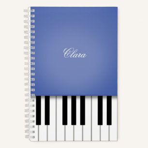 Blue Piano Music Keyboard Personalisiert Noteboo Notizblock