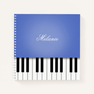 Blue Piano Music Keyboard Personalisiert Notizblock