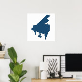 Blue Piano-Silhouette Poster (Heimbüro)