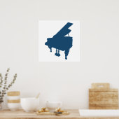 Blue Piano-Silhouette Poster (Küche)