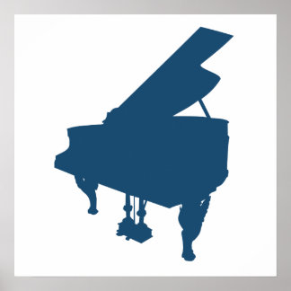 Blue Piano-Silhouette Poster