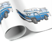 Blue Pick Up Camper Cartoon Geschenkpapier (Rolleneckpunkt)