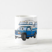 Blue Pick Up Camper Cartoon Kaffeetasse (Mittel)