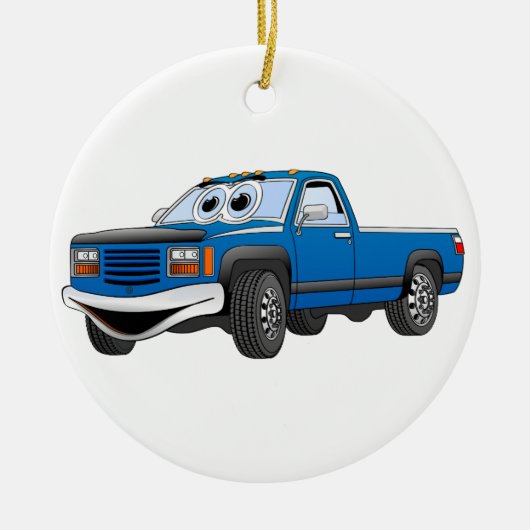 Blue Pick Up LKW Cartoon Keramikornament (Vorne)
