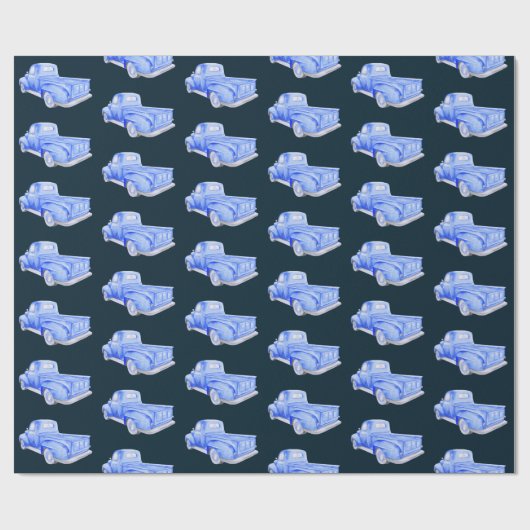 BLUE PICK UP TRUCK GESCHENKPAPIER (Flach)
