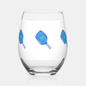 Blue Pickleball Paddle & Ball Preppy Weinglas Ohne Stiel (Vorderseite)