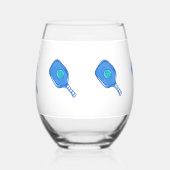Blue Pickleball Paddle & Ball Preppy Weinglas Ohne Stiel (Links)