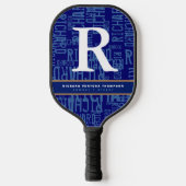 Blue Pickleball Paddle mit dem Namen des Spielers (Vorderseite)