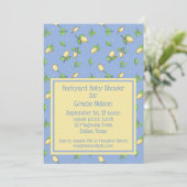 Blue Picnic Baby Showlemons Einladung (Stehend Vorderseite)