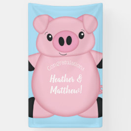 Blue Pig Baby Dusche Banner