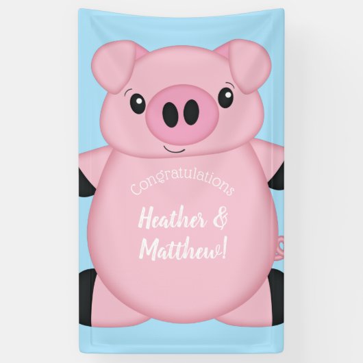 Blue Pig Baby Dusche Banner (Vertikal)