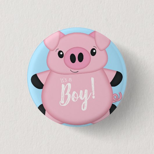 Blue Pig Baby Dusche Button (Vorderseite)