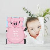 Blue Pig Baby Dusche Einladung (Stehend Vorderseite)