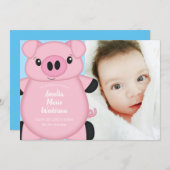 Blue Pig Baby Dusche Einladung (Vorne/Hinten)