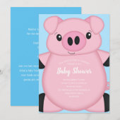 Blue Pig Baby Dusche Einladung (Vorne/Hinten)