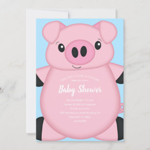 Blue Pig Baby Dusche Einladung