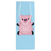 Blue Pig Baby Dusche Geschenktüte Für Weinflaschen (Rückseite)
