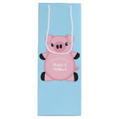 Blue Pig Baby Dusche Geschenktüte Für Weinflaschen (Vorderseite)