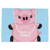 Blue Pig Baby Dusche Große Geschenktüte (Rückseite)